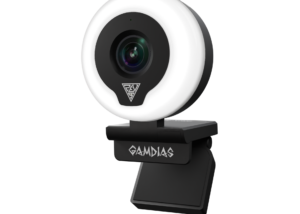 GAMDIAS IRIS M1 Streaming Webcam, Full HD 1080p 60FPS, Premium No Distortion Lens, Adjustable Ring Light, Accurate Auto Focus,BUILD-IN MIC, Works with OBS/StreamLabs/X Split for Twitch, Facebook, YouTube Streamer