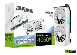 ZOTAC GAMING GEFROCE RTX 4060 TI 8GB TWIN EDGE OC WHITE 128BIT - ZT-D40610Q-10M Powered by NVIDIA DLSS 3, ultra-efficient Ada Lovelace arch