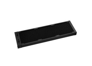 LT720 AIO cooler radiator measures 402*120*27mm with 13 rows of fins and fin density about 24 fins per inch to realize the heat dissipation efficiently