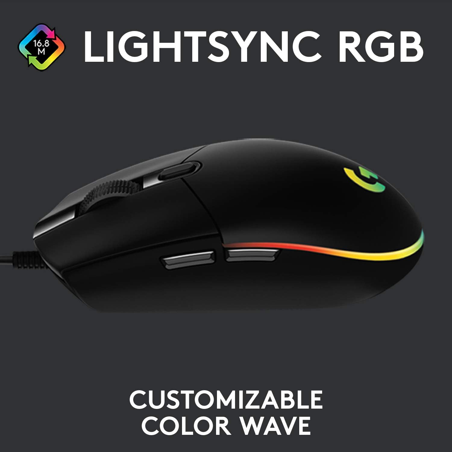 8,000 DPI sensor – The gaming-grade sensor responds precisely to your movements; Colourful LIGHTSYNC RGB – Play in colour with our most vibrant LIGHTSYNC RGB featuring colour wave effects that are customisable across 16.8 million colours