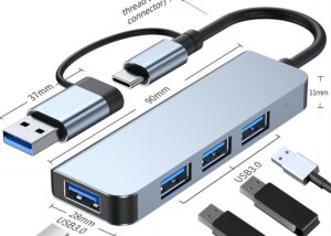 USB C HUB, 4-in-1 USB C Adapter Docking Station with USB3.0 * 4, Compatible with MacBook Pro/Air, Other Type C Latops Devices. PLUG & PLAY FROM EXPERT ZONE