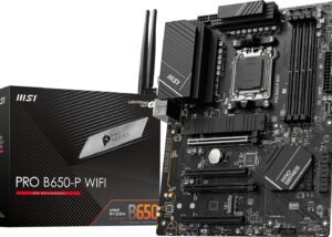 MSI PRO B650-P WiFi ProSeries Motherboard (AMD AM5, ATX, DDR5, PCIe 4.0, M.2, SATA 6Gb/s, USB 3.2 Gen 2, HDMI/DP, Wi-Fi 6E, AMD Ryzen 7000 Series Desktop Processors)