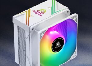 SEGOTEP Lumos Gs4 Tower CPU Air Cooler - 92mm RGB Fan + RGB Top Cover - Hydraulic Mute Bearing - 4 Copper Heatpipes - 29.35 CFM - 135mm Hight  - WHITE Tower Air Cooler RGB 4 Heatpipes