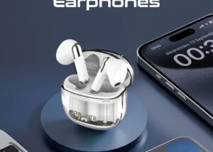 PROMATE Earbuds Noise Cancellation Bluetooth White PROMATE High Definition Transparent TWS Earbuds with IntelliTouch - Active Noise Cancellation - Bluetooth V 5.3 - Compact Transparent Design - White
