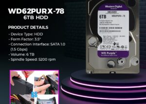 6TB Surveillance Internal Hard Drive HDD : Western Digital Hikvision 6TB WD Purple - CCTV Special Series , 5200 rpm , 3.5", SATA 1.0 ;1.5 Gbps - EXPERT ZONE