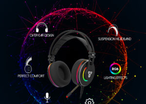 FANTECH HG23 OCTANE 7.1 RGB Gaming Headset - Extra Large Around Ear -  Foldable Microphone With Noise Cancellation - Software Controls - Adjustable Headband 7.1 RGB Gaming Headset Around Ear