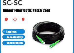 30 Meter Simplex Fiber Cable SC APC to SC APC  | Single Mode 3mm | Fiber Drop Cable 9/125um Fiber Patch Cord FTTH Drop Cable - Steel Wire Black LSZH Jacket SC to SC 30 Meter Simplex Fiber Cable