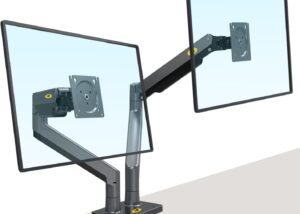 ual Monitor, 22''-32'', Arm Ultra Wide Full Motion Swivel Mount with Gas Spring, Load Capacity from 2 to 15 Kg Each Height Adjustable Stand G35 Dual Monitor Arm Stand 22'' 32''