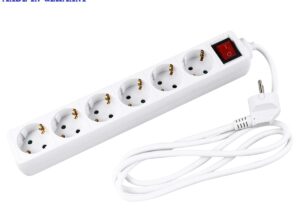 INVO B06S German Electric Power Strip with 6 Outlets -1.8m Cable - 6 WAY -WHITE - for EU plugs Plug Extension Cord socket Holes with child protection
