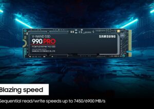 MZ-V9P4T0 Internal SSD 4TB PCIe 4.0 NVMe SAMSUNG 990 PRO SSD 4TB PCIe 4.0 NVMe M.2  Internal Solid State Hard Drive, Seq. Read Speeds Up to 7,450 MB/s for High End Computing & Gaming