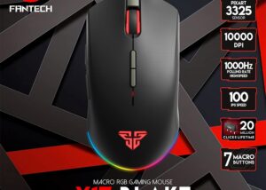 FANTECH Blake X17 Advanced Wired Gaming Mouse, 16.8 Million RGB Color Backlit, 10,000 DPI Optical Sensor, 7 Programmable Buttons, for Right or Left Hand Use, Black Advanced Wired Gaming Mouse RGB