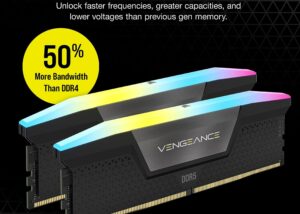 CORSAIR VENGEANCE® RGB 32GB (2x16GB) DDR5 DRAM 6400MT/s CL38 Memory Kit —Intel XMP iCUE Compatible RAM - Onboard Voltage Regulation - Black