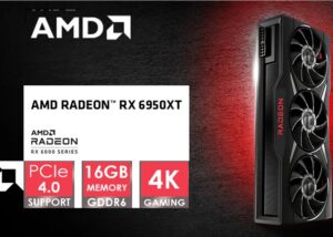 AMD RX 6950 XT Radeon RX 6950XT 16GB GDDR6 ; SUPERCHARGED PERFORMANCE UP TO 128MB ; 4K GAMING PERFORMANCE ; AMD FidelityFX™ Super Resolution ;  Adrenalin Edition™ SOFTWARE ; SMART ACCESS MEMORY™  AMD RX 6950XT Radeon 16GB GDDR6