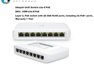 Ubiquiti UniFi Switch Lite 8 PoE | 8-Port Gigabit Switch with 4 PoE+ 802.3at Ports (USW-Lite-8-PoE) - Fully managed Layer 2 switch in a compact form factor Ubiquiti Fully managed 8-Port Gigabit Switch