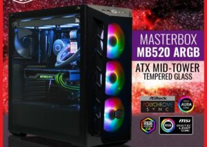 Cooler Master MasterBox 520 PC Case – Mid-Tower ATX Chassis, 4x Pre-Installed Fans (Front & Rear), Multiple Airflow Configurations, Tempered Glass Front & Side Panel, ARGB Controller - Black Mid-Tower ATX Chassis Glass ARGB Black
