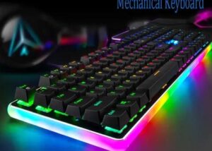 RK ROYAL KLUDGE RK918 Wired Mechanical Keyboard Red Switch, RGB Backlit with Large LED Surrounding Side Illumination , Full Size 108 Keys , 100% Anti-Ghosting , Fully Programable - BLACK Mechanical Keyboard Red Switch RGB Programable