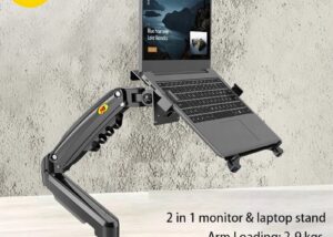 2 in 1 : F80 + FP-2 for 17" ~ 30" Monitor + 10" ~ 17" Laptop Desktop Holder Notebook Computer Mount Stand Laptop Clamp Monitor Laptop Holder Mount Stand Clamp