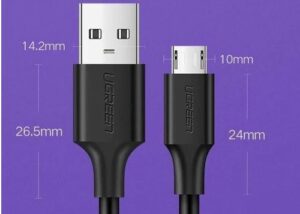 UGreen USB 2.0 A To Micro USB Cable Nickel Plating - 1m (Black) - Charging & Data transfer for Smartphones ,Tablets and Cameras