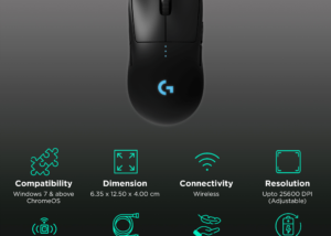 Logitech G Pro Light-speed Wireless Gaming Mouse with Esports Grade Performance - 8 Optical Buttons - Hero 25K sensor - 80 grams - Ergonomic Ambidextrous - Black | 910-005270 Logitech G Pro Wireless Gaming Mouse
