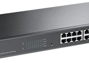 TP-Link TL-SG2218P | 16 Port Gigabit Smart Managed PoE Switch | 16 PoE+ Ports @150W, 2 SFP Slots | Support Omada SDN | PoE Recovery | IPv6 | Static Routing 16 Port Gigabit Managed PoE Switch