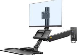 Sit Stand Workstation Wall Mount Height Adjustable Sit-Stand Converter for 22” -32” Screens with Keyboard Tray, VESA 75/100, Load Capacity from 3 – 9 kg Sit-Stand Workstation Wall Mount Keyboard Tray