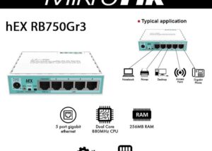 Mikrotik hEX RB750Gr3 5-port Ethernet Gigabit Router - Dual Core 880MHz CPU - 256MB RAM - microSD Slot  - WHITE Mikrotik 5-port Ethernet Gigabit Router