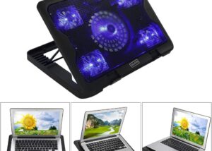 Cooling Pad Gaming Laptop Cooler Notebook Cooling Pad Cooling Pad Gaming Laptop Cooler, Notebook Cooling Pad | Supports 12" to 16" Laptops , 2 USB Ports - 5 Fans with LED , Light Weight Slim Cooler