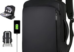 Multifunctional Travel Laptop Backpack - Casual Business Design - Charging USB Port - Anti-theft Pocket - Organized Compartments - Waterproof  - Heavy Duty - Holds up to 15.6" Laptops - Flight Approved Carry On Backpack - Black Casual Business Multifunctional Travel Laptop Backpack