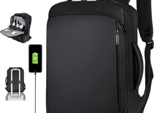 Multifunctional Travel Laptop Backpack - Casual Business Design - Charging USB Port - Anti-theft Pocket - Organized Compartments - Waterproof  - Heavy Duty - Holds up to 15.6" Laptops - Flight Approved Carry On Backpack - Black Casual Business Multifunctional Travel Laptop Backpack