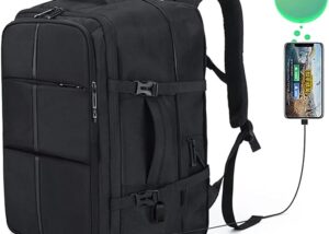 Unisex Multifunction Backpack - Heavily Padded for up to 17.6" Laptop - Expandable - Waterproof - USB Charging Port - Suitable for Travel Carry On , School , Outdoor Sports - Black Expandable Unisex Multifunction 17.6" Laptop Backpack