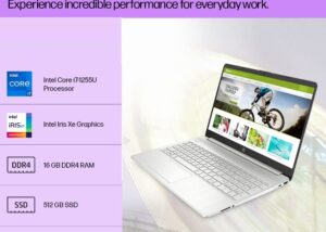HP Laptop 15s-fq5016ny (7C1T8EA) - 12th Gen Intel® Core™ i7-1255U | Intel® Iris® Graphics | 16 GB DDR4 |  512GB PCIe® NVMe™ M.2 SSD | 15.6" FHD anti-glare | DOS 3.0 | Natural silver HP Laptop 12th Gen 16GB 512GB