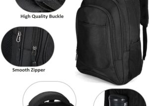  Black Laptop Backpack, Rucksack, Lightweight - fits up to 17" inch Laptop or Tablet - Water Resistant - Large Capacity & Organized Pockets – Carry on Flight Approved – - for Work Travel University School Hiking Black Laptop Backpack 17" Organized Pockets