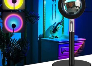 Sunset Projection RGB Lamp,180 Degree Rotation - 16 Million Colors - Ambiance Creator - Bluetooth Control or Remote Control -  Subtle Light Decoration for Living Room, Bedroom, Home, Photography Scene, Night Lamp   Sunset Projection RGB Lamp Night Lamp