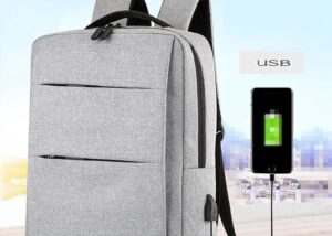 Laptop Backpack - for Tablets & Laptops up to 15.6" - Waterproof - Electronics Protection  - Scratchproof - Travel Friendly - Organized Compartments - USB Charge Port - Slim Casual Business Design - Heavy Duty - 42 x 12 x 30 cm - GREY GREY Laptop Backpack Waterproof Electronics Protection