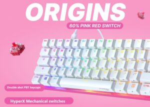 HyperX Alloy Origins 60 – Mechanical Gaming Keyboard – Ultra Compact 60% Form Factor – Linear Red Switch – Double Shot PBT Keycaps – RGB LED Backlit – NGENUITY Software Compatible – Pink  HyperX 60 Mechanical Gaming Keyboard – PINK EDITION