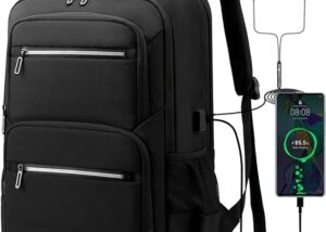 mouschi B-Eight 17″ Laptop Backpack with USB Charging Port for Everyday / Business / Excursion / School - High quality Waterproof - Oxford texture - BLACK 17″ Laptop Backpack USB Charging Port