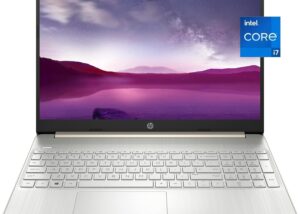 HP Laptop 15-FD0237NIA Intel® Core™ i7 1335U 13th Generation, 8GB RAM DDR4 512GB SSD NVMe, NVIDIA® GeForce MX550 2GB GDDR6, 15''6 FHD (1920x1080) Backlit KB, Free Dos Natural silver. HP Laptop i7 13th Gen 15.6" FHD