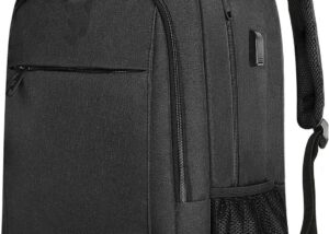 BLACK Laptop Backpack Water Resistant BLACK Laptop Backpack Water Resistant -  Anti Theft Pockets - USB Charging Port  -  STORAGE SPACE & Organized POCKETS  - Fits 15.6 Inch Notebook - For Travel College School 