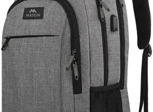 Laptop Backpack -  Anti Theft Pockets - USB Charging Port - Water Resistant -  STORAGE SPACE & Organized POCKETS  - Fits 15.6 Inch Notebook - For Travel College School - Grey  Grey Laptop Backpack Fits 15.6" Notebook