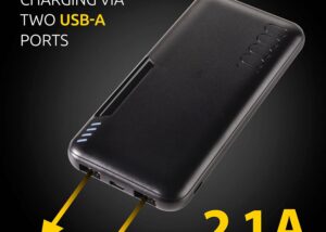 Power Bank 10000 mAh Fast Charge  - USB3.0, Type C, Micro USB Ports - Output 5V/2.4A (12W)-  overcharge, overload and short circuit protection - Black Power Bank 10000 mAh Fast Charge