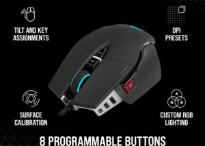 Corsair M65 RGB Ultra Tunable FPS Gaming Mouse Marksman 26,000 DPI Optical Sensor, Optical Switches, AXON Hyper-Processing Technology, Sensor Fusion Control, Tunable Weight System - Black Corsair M65 RGB Tunable Gaming Mouse