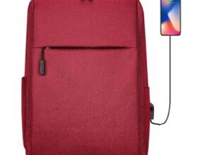 Business Slim Formal Laptop Backpack for up to 15.6 Inch - Durable Oxford Textile - USB Charging Port - Organized Compartments - Waterproof - Heavily Padded for Sensitive Electronics Impact Protection - RED Business Slim Formal Laptop Backpack RED
