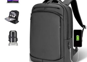 Multifunctional Travel Laptop Backpack - Casual Business Design - Charging USB Port - Anti-theft Pocket - Organized Compartments - Waterproof  - Heavy Duty - Holds up to 15.6" Laptops - Flight Approved Carry On Backpack - DARK GREY Casual Business Multifunctional Travel Laptop Backpack