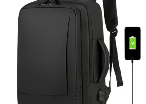 Multifunctional Laptop Backpack - Holds Up to 15.6" Laptops & Tablets - Oxford Textile - Waterproof - Recharge USB Port - Business Casual Design - Expandable 55 L  - International Travel Carry On Approved - Anti-theft Back Pocket - BLACK Anti-theft Multifunctional Laptop Backpack Travel Approved