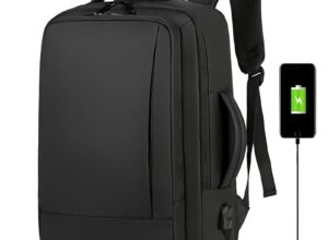 Multifunctional Laptop Backpack - Holds Up to 15.6" Laptops & Tablets - Oxford Textile - Waterproof - Recharge USB Port - Business Casual Design - Expandable 55 L  - International Travel Carry On Approved - Anti-theft Back Pocket - BLACK Anti-theft Multifunctional Laptop Backpack Travel Approved