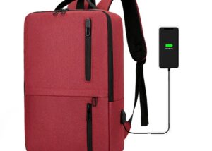 Laptop Backpack  Business / Travel  | USB Charging Port | Holds Up to 15.6" Laptops & Tablets | Waterproof | Anti-theft Pockets | Lightweight | Organized Compartments Slim Formal Design - RED Slim Formal Organized RED Laptop Backpack 