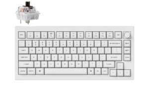Keychron V1 QMK Gaming Mechanical RGB Keyboard  V1F3 - K Pro Brown Switch | Fully Assembled  Wired | Programmable Knob | Hot-Swappable Double-shot PBT Keycaps OSA Profile | macOS & Windows - Shell White  Keychron Gaming Mechanical RGB Keyboard White 