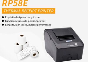 ONGTA RP58E 58mm Receipt Thermal Printer – 48 mm Printing Width – 100 mm/s Printing Speed – 58mm Max Paper Size  – DC12V, 2A – Drawer Control – Windows 98 / 2000 / NT / XP / 7 / VISTA  / 8 Driver  58mm Receipt Thermal Printer