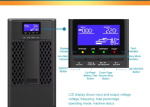 Double-conversion Online UPS 6000VA / 5400W, 12V / 7AH*16 with Fully Digital LCD Display ,RS232, 230VAC, 50/60Hz - Built-in input power factor corrector, avoids reactive power loss, saving user energy Double-conversion Online UPS 6000VA 5400W