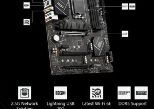 MSI PRO Z790-P WiFi ProSeries Motherboard (Supports 12th/13th Gen Intel Processors, LGA 1700, DDR5, PCIe 5.0, M.2, 2.5Gbps LAN, USB 3.2 Gen2, Wi-Fi 6E, ATX) MSI PRO Z790-P WiFi DDR5 Motherboard